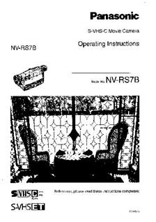 Panasonic NV RS 7 B manual. Camera Instructions.